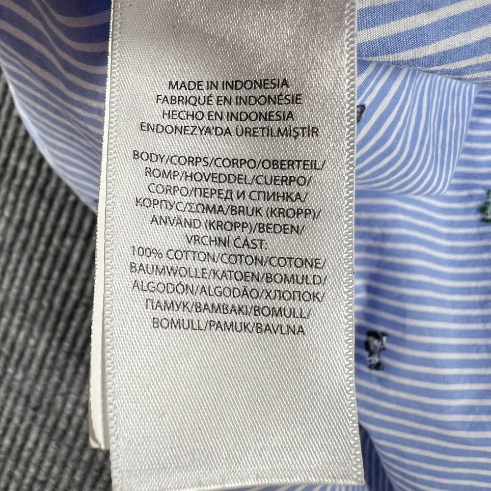 Ralph Lauren Shirt Boys Large 14-16 Blue White Striped Button Down Flag Preppy